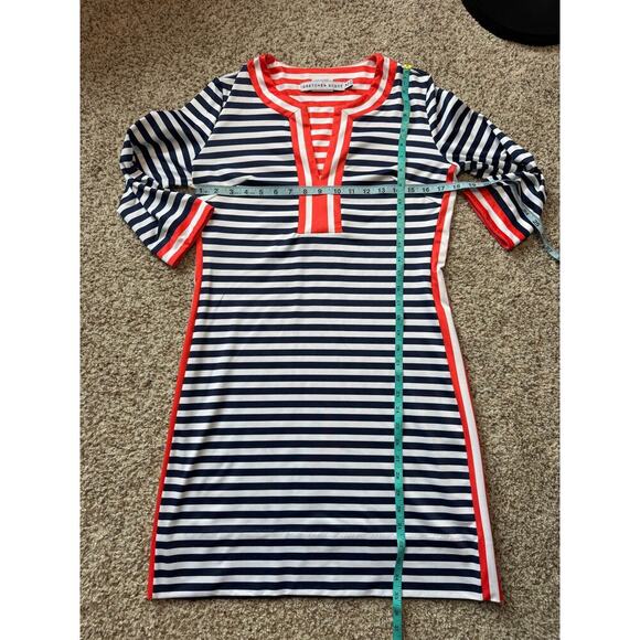 Gretchen Scott The Hinckley Jersey Split neck dress, Women's Medium; striped - Picture 7 of 7